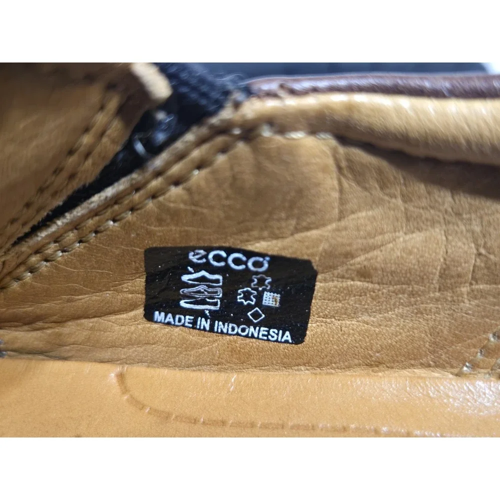 ECCO Boys Brown Leather Slip On Loafers Size EUR 30/ US 12 Slip Resist Preppy